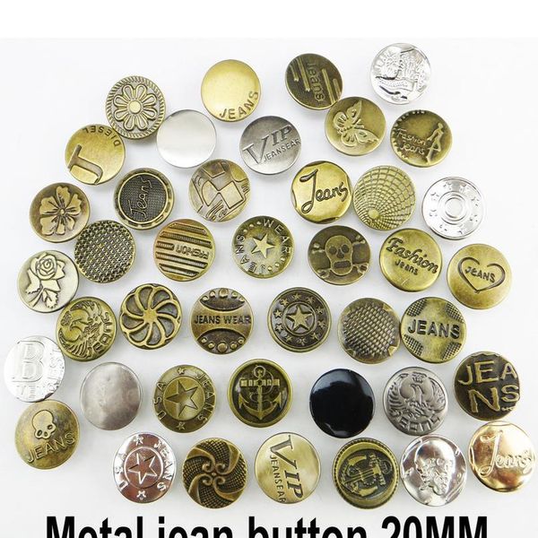30pcs 20mm mixed metal jeans button sewing clothes accessories trousers fit decoration jmb-023 30 jllzbx, Silver